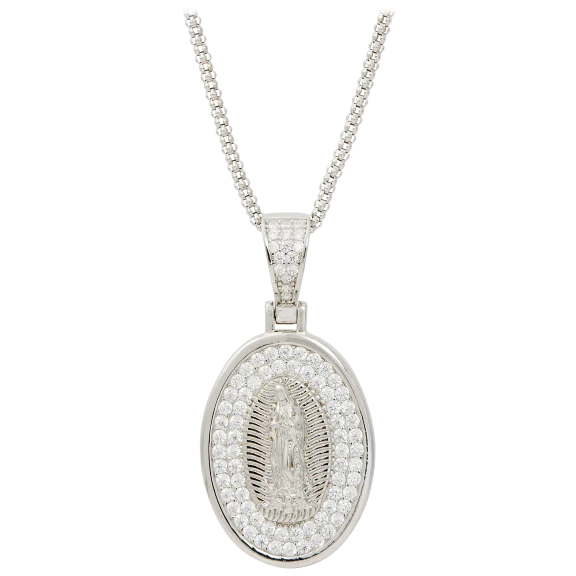 Savvy Cie Sterling Silver Guadalupe Virgin Statement Necklace