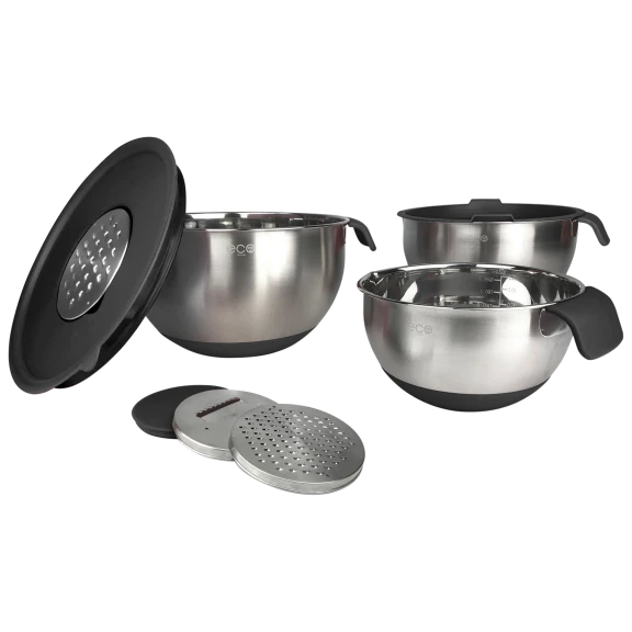 Diamond Home 6-Piece Mixing Bowl Set with 3 Interchangeable Grater Inserts