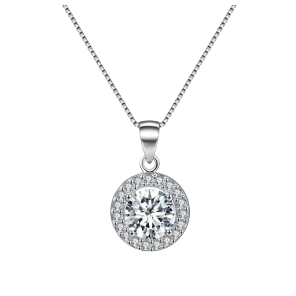 Hollywood Sensation Cubic Zirconia Hope Round Halo Pendant Necklace
