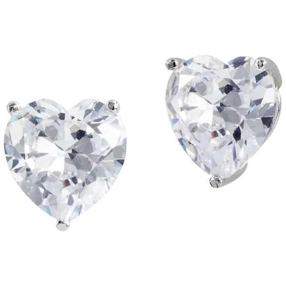 Savvy Cie Sterling Silver Bold Heart Stud Earrings