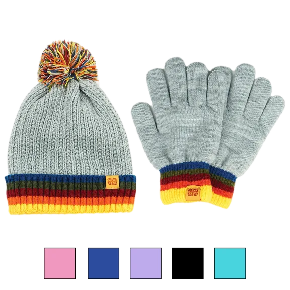 Britt's Knits Cute and Cozy Kids Beanie Hat and Gloves Set