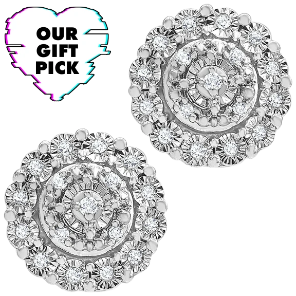 Diamond Muse 1/10 Carat TW Diamond Halo Stud Earrings