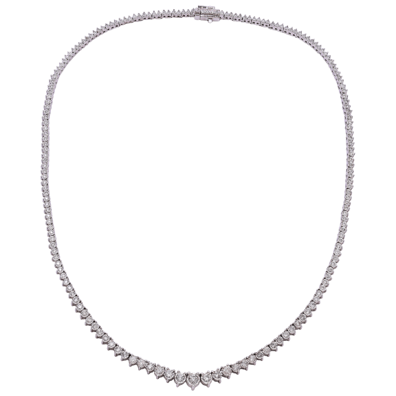 Diamond Muse 3 Carat TW Genuine Diamond Tennis Necklace in Sterling Silver