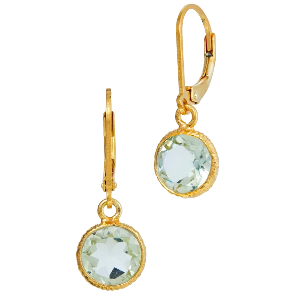 Savvy Cie 18K Gold Plated Sterling Silver Genuine Green Amethyst Drop Earrings