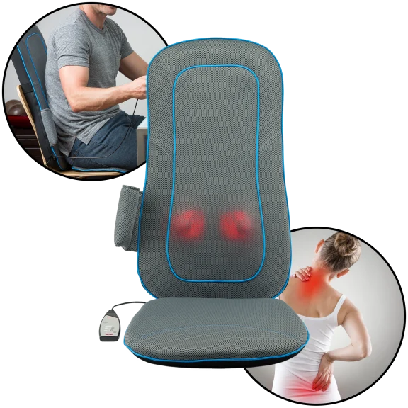 Full-Back Shiatsu Heated Massager Cushion w/4-Heads & Heat by ModernTherapy