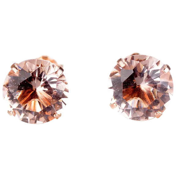 Rose And Lilly 18K Rose Over Sterling Silver Morganite Stud Earrings