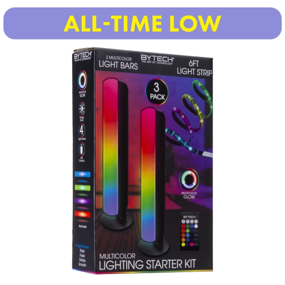 Bytech Multicolor Lighting 3-Pack Starter Kit with Light Bars and a Light Strip