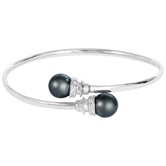 Splendid Pearls Sterling Silver Tahitian Pearl Bangle