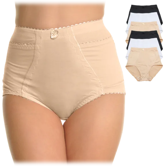 6-Pack: Angelina Cotton High-Waisted Double Pocket Girdles