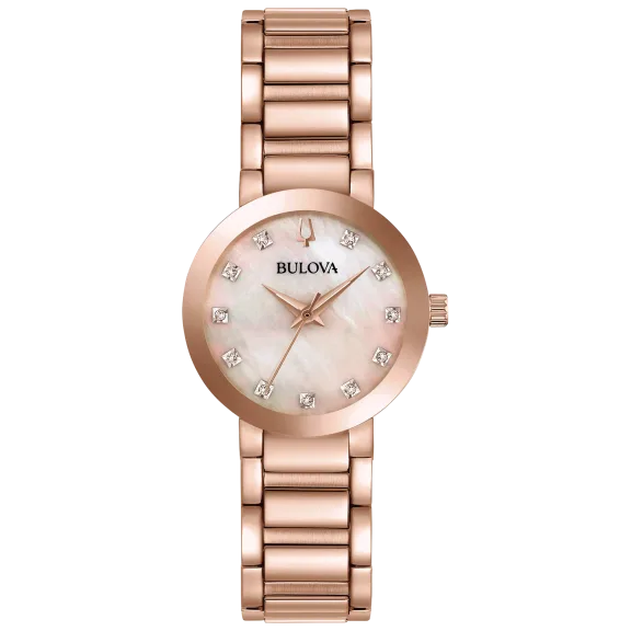 Bulova Maquina Diamond Rose Gold-Tone Ladies Watch 97P132