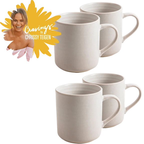 4-Pack: Cravings by Chrissy Teigen Round Artisan Stoneware Cup Set