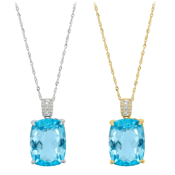 Savvy Cie Blue Topaz Statement Pendant Necklace