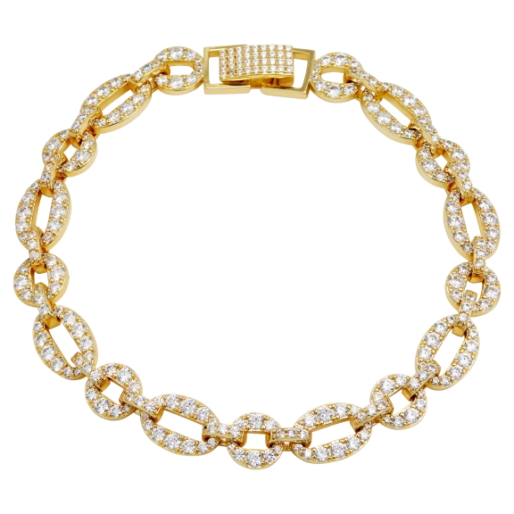 Savvy Cie Oval Paperclip Iced Link Bracelet