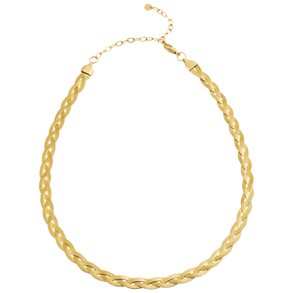 Savvy Cie 18K Plated Stainless Steel Braided Necklace