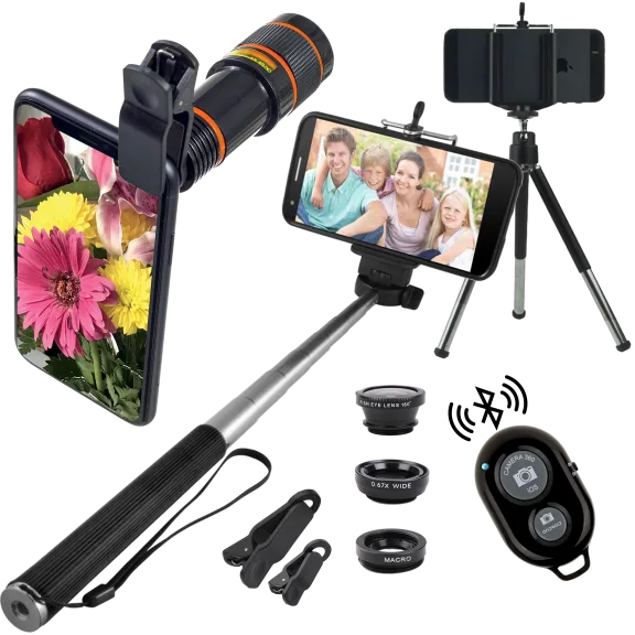 10-Piece Smart Phone Lens, Tripod and Selfie Bundle