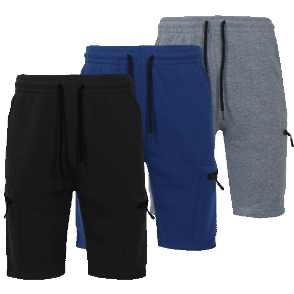 3-Pack Assorted Men's Cargo Jogger Lounge Shorts