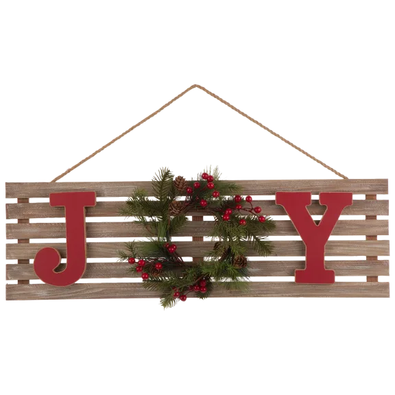 Glitzhome 29.90“L Wooden Christmas JOY Wall Decor