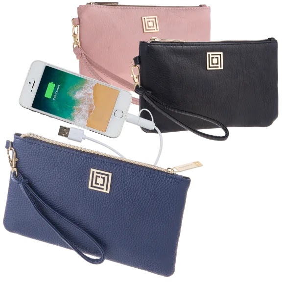 Liz Claiborne Vegan Pebble Phone Charging Wristlets with RFID Theft Protection