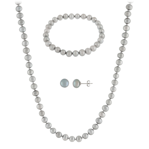 Gray Freshwater Pearl 3 Piece Set
