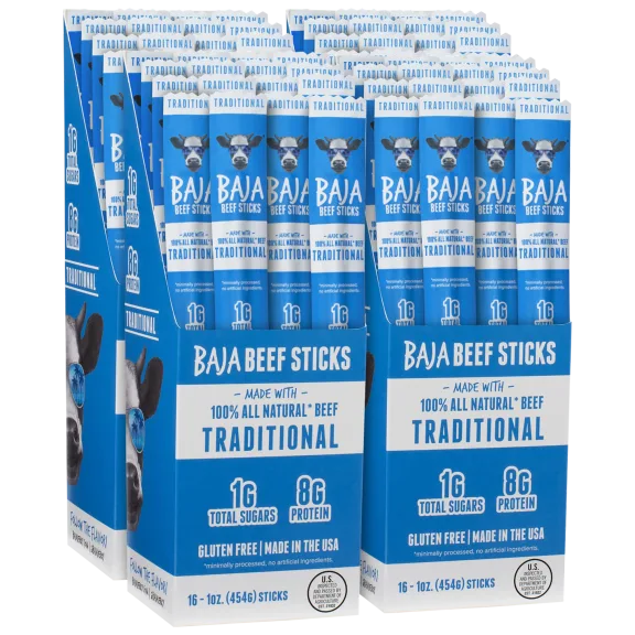 64-Pack: Baja Vida Traditional Beef Sticks