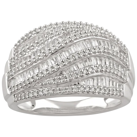 Diamond Muse 1 Carat TW Multi Row Genuine Size 7 Diamond Ring