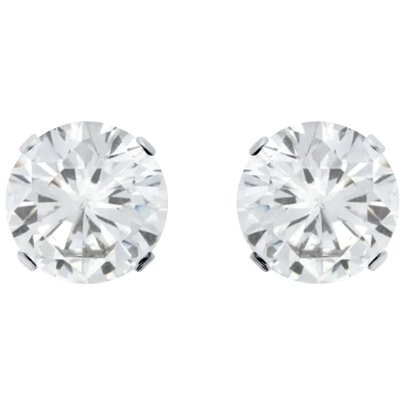 Designs by FMC Swarovski Clear Crystal 8MM Sterling Silver Round Stud Earrings