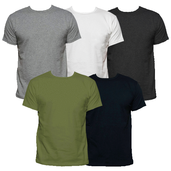5-Pack: Men's Basic Crew Neck Short Sleeve T-Shirts