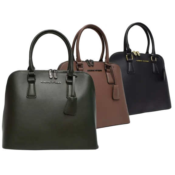 Adrienne Vittadini Sleek Classic Smooth Dome Satchel