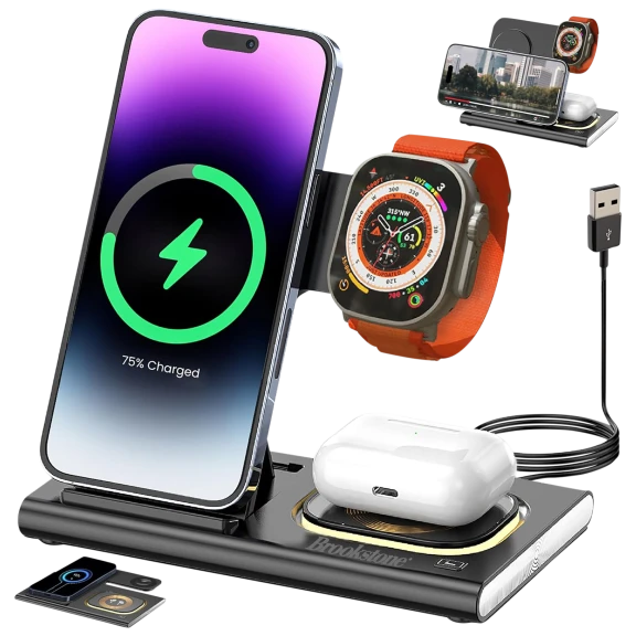 Brookstone 3-In-1 Foldable Wireless Charging Stand