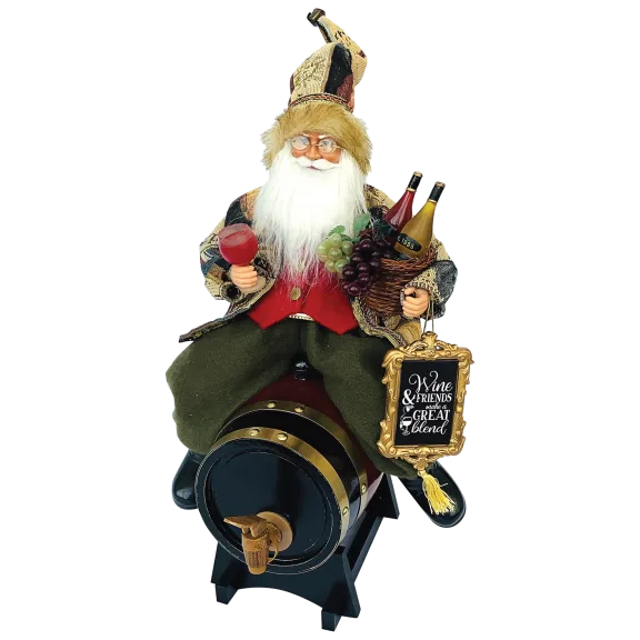 Santa's Workshop 18" Wine Cask Santa