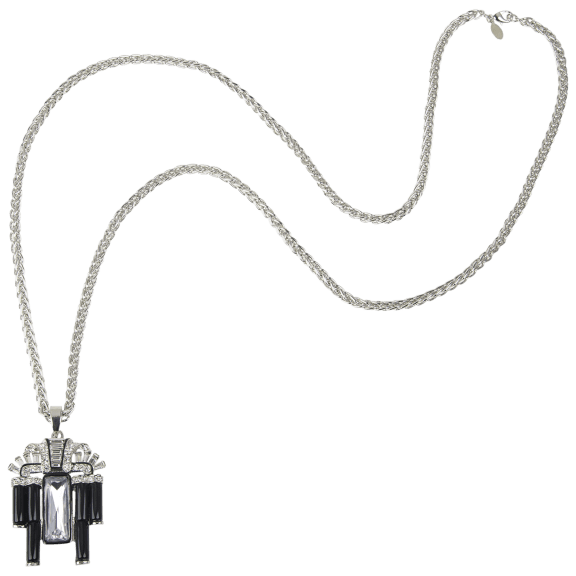 Kenneth Jay Lane Art Deco Style Necklace Chain w/ Drop