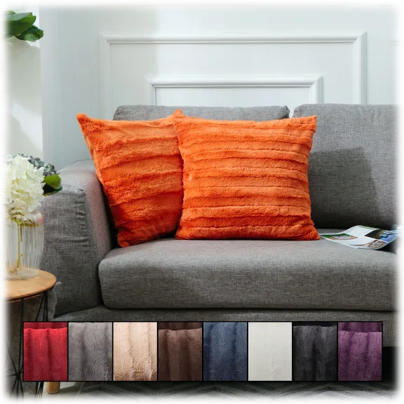 2-Pack: Cheer Collection Faux Fur 20" x 20" Decorative Throw Pillows
