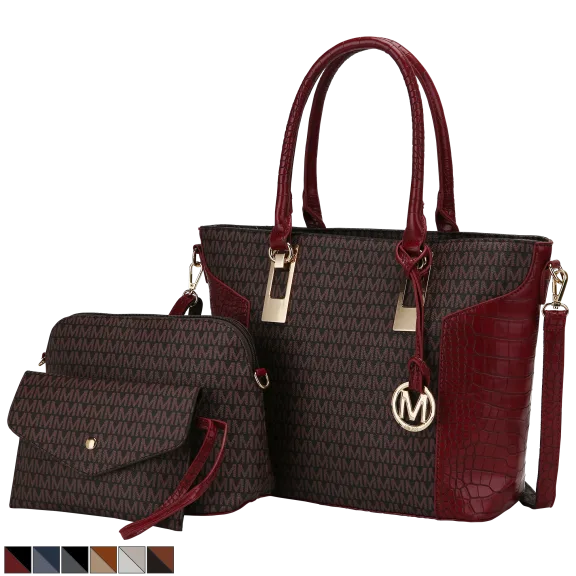 MKF Collection Shonda 3 Piece Tote with Cosmetic Pouch & Wristlet by Mia K.
