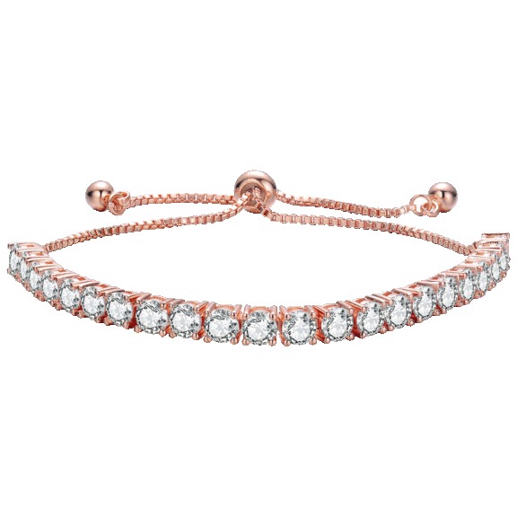 Genevive Round Cubic Zirconia Bolo Adjustable Bracelet