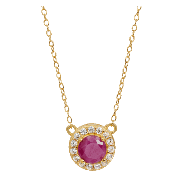 Savvy Cie Genuine 1.25 Carat TW Halo Pendant Necklace