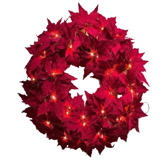 The 26" Cordless Everglow Poinsettia Wreath