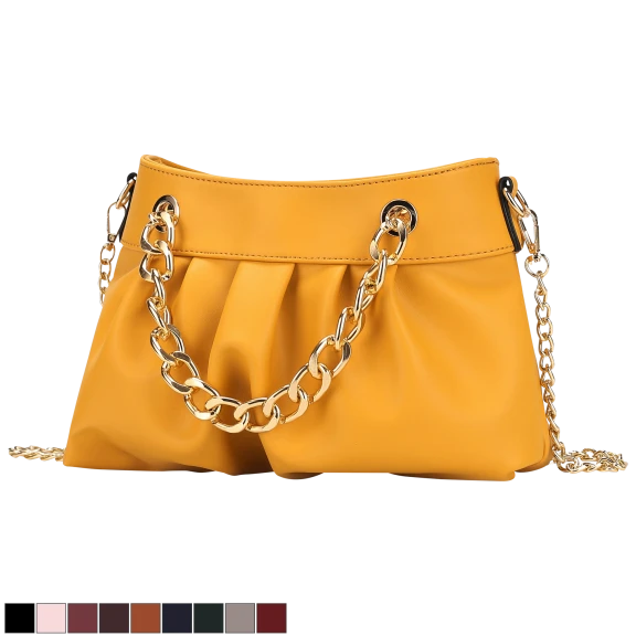 MKF Collection Marvila Minimalist Chain Ruched Shoulder Bag by Mia K