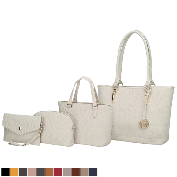 MKF Collection Edelyn Embossed M Signature 4-piece Tote Set by Mia K.