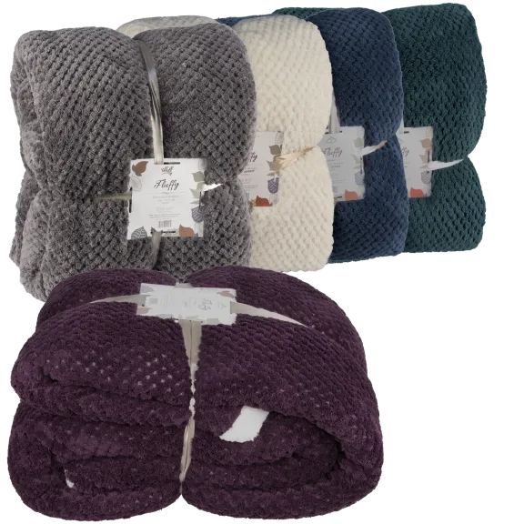Fluffy Reversible Queen-Sized Sherpa Throw Blanket by Noble House