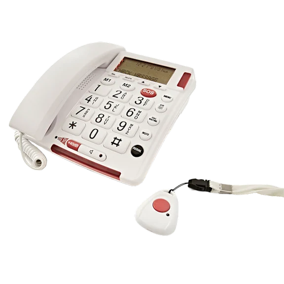 Teléfono de Botones Grandes First Alert con Tecla de Emergencia y Colgante SOS a Control Remoto