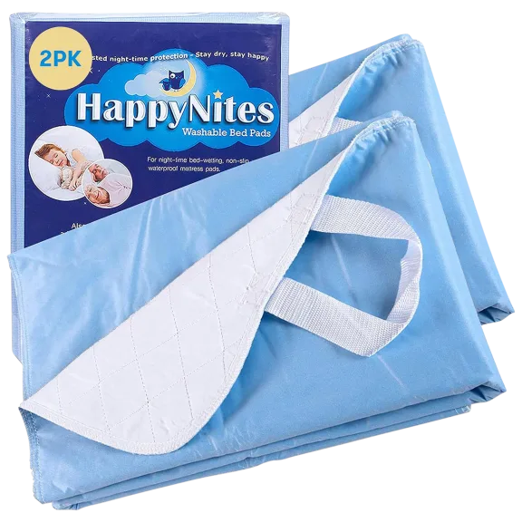 2-Pack: HappyNites Reusable Bed Pads with Handles
