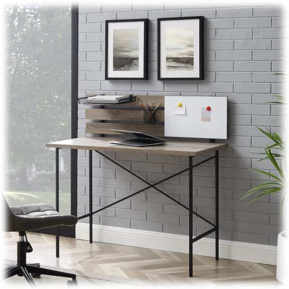 Walker Edison Meyer 42" Modern Slat Back Adjustable Storage Writing Desk