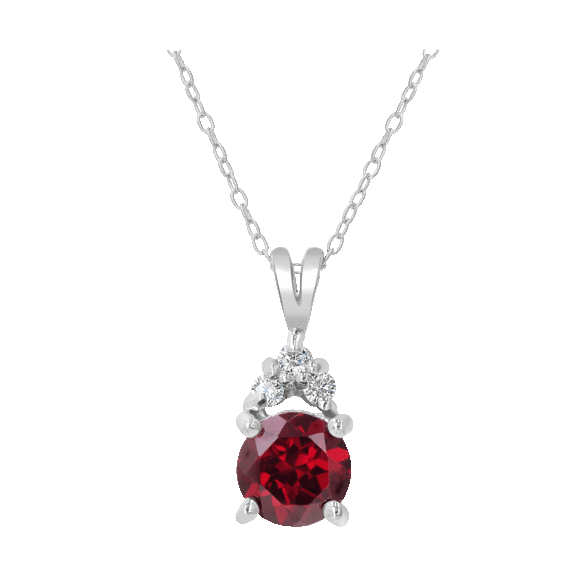 Gemistry Sterling Silver Genuine Stone and Cubic Zirconia Round Bale Necklace