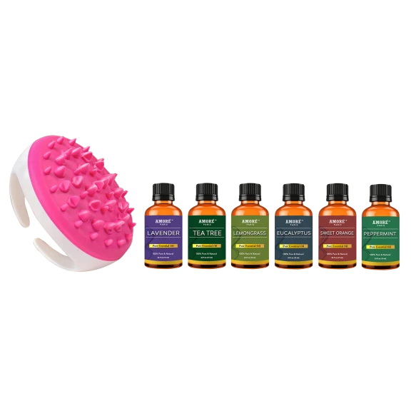 Amore Paris Handheld Anti Cellulite Massage Brush w/ Essential Oils (7-Pack)