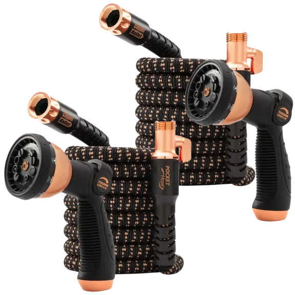 2-Pack: Pocket Hose Copper Bullet 50' Hose with Removable Hand Sprayer