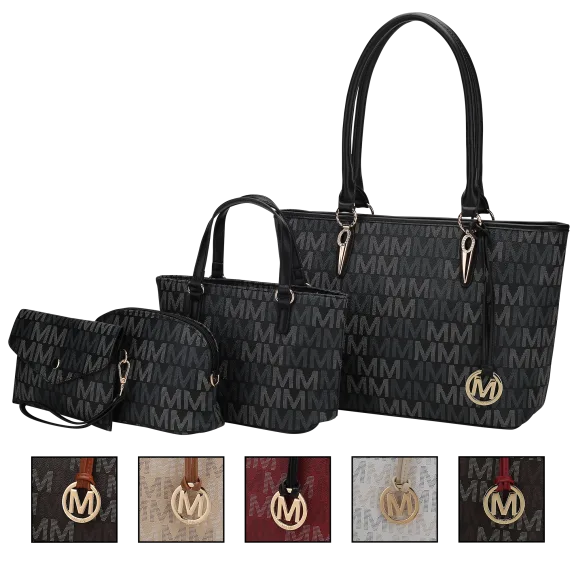 MKF Collection 4-Piece Alexy Tote M Signature Handbag Set by Mia K