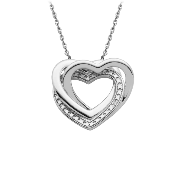 Morgan & Paige Sterling Silver Diamond Double Heart Pendant