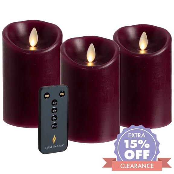 3-Pack: Luminara Flameless 4.5" Pillar Candles with Remote
