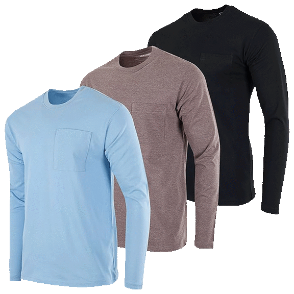 3-Pack: Nextex Apparel Men's Cotton Long Sleeve Pocket T-Shirts