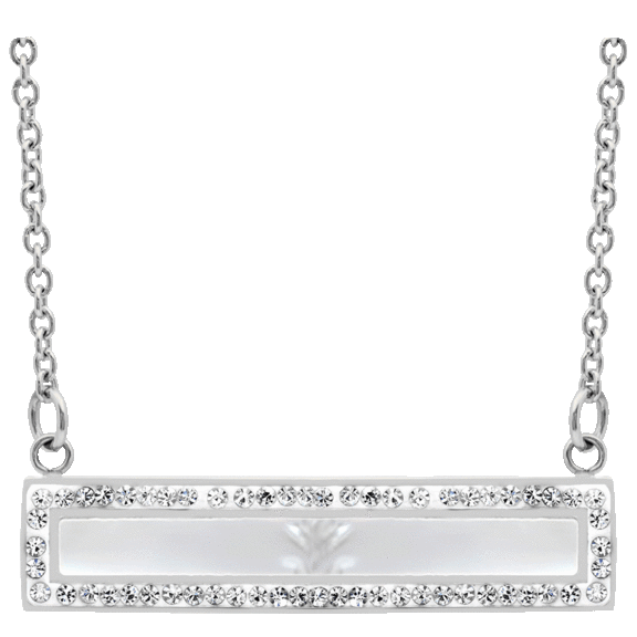 HMY Ladies Mother of Pearl and Simulated Diamond Bar Necklace